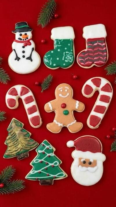 Galletas decoradas con diferentes motivos navideños